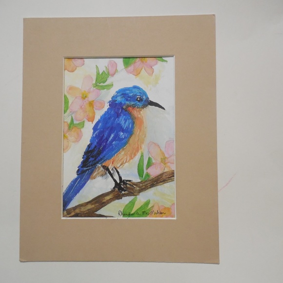 Bluebird Watercolor HAND CRAFTED Painting - Picture 4 of 5